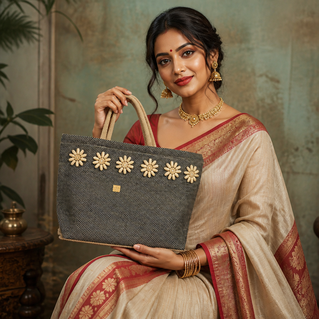 Woman carrying a jute shopping bag
