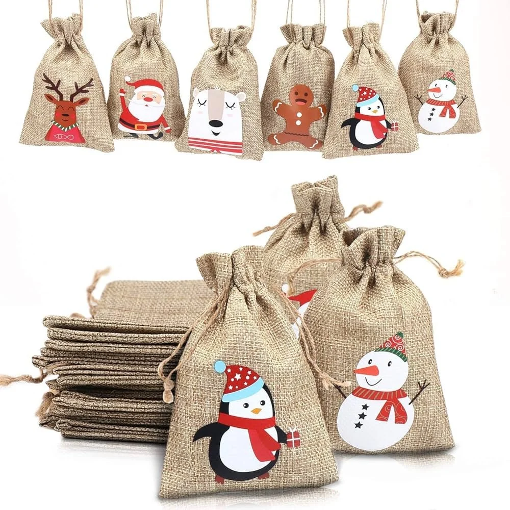 Christmas Jute Gift Bags - Image 2