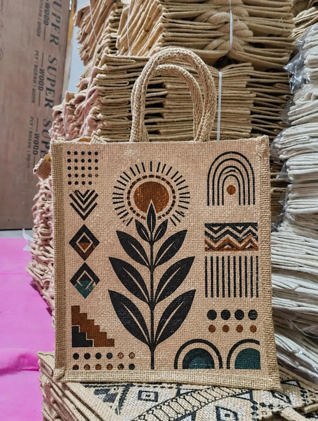 Boho Block-Print Jute Tote