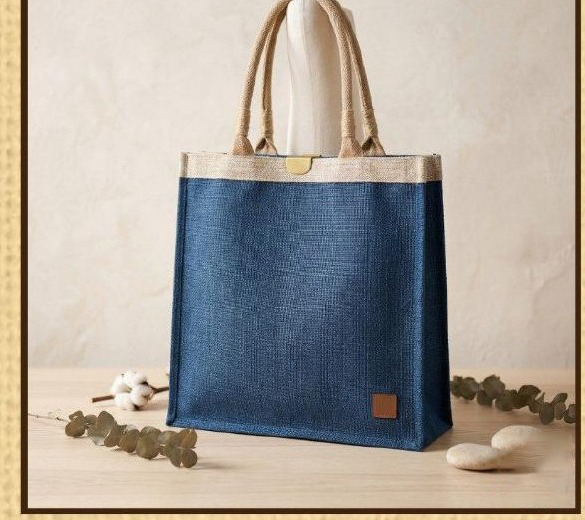 Boho Block-Print Jute Tote