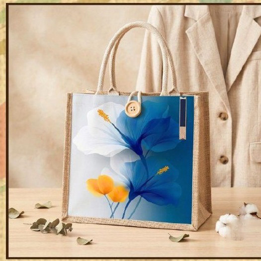 Boho Block-Print Jute Tote