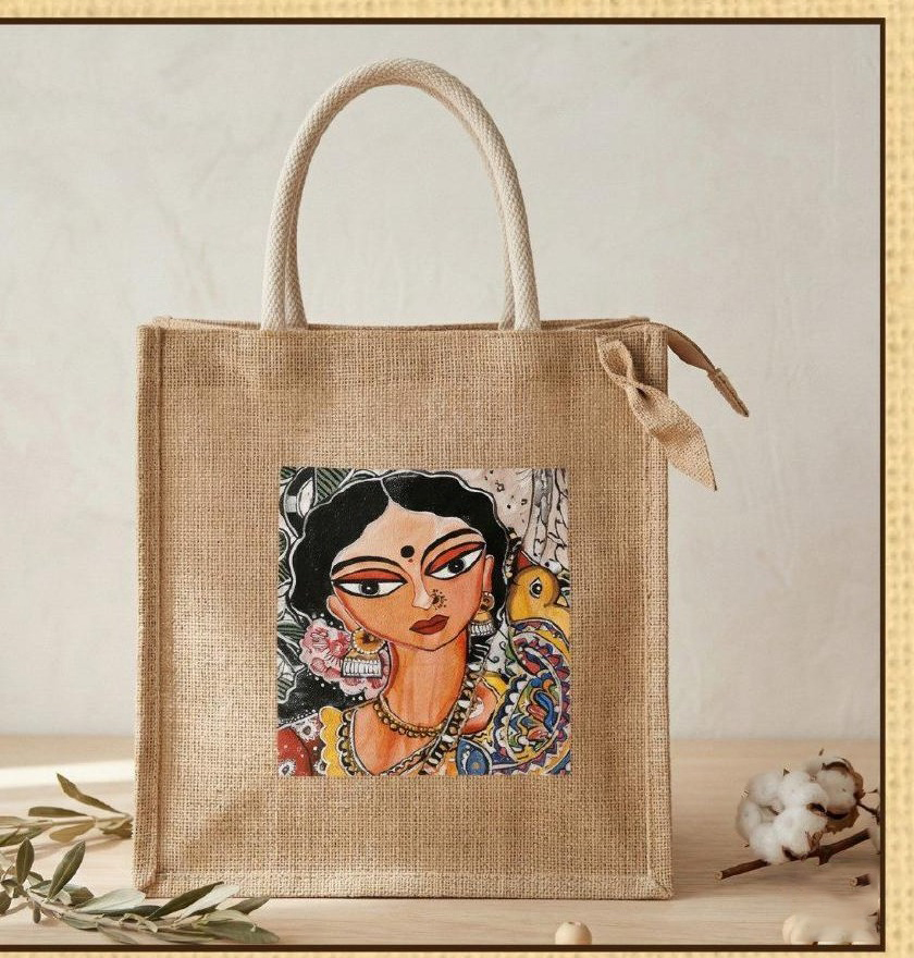 Boho Block-Print Jute Tote