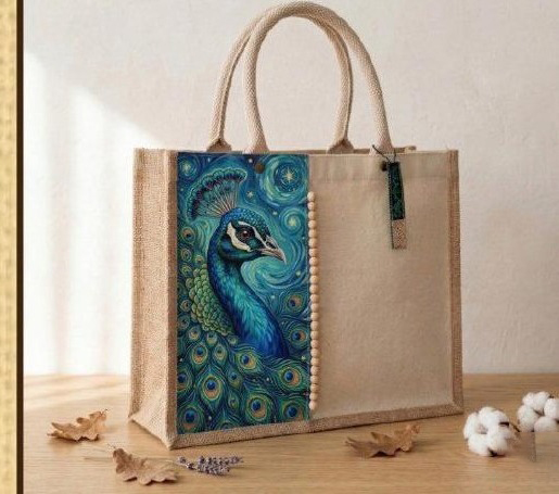 Boho Block-Print Jute Tote