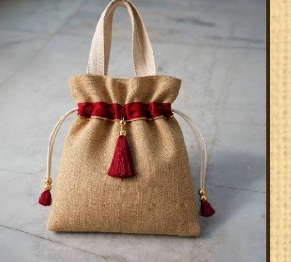 Boho Block-Print Jute Tote