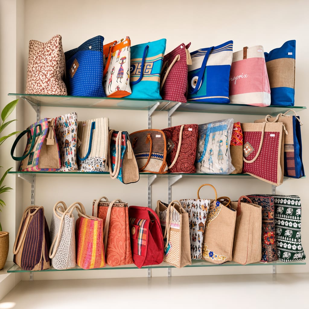 Premium natural jute shopping bag with rope handles