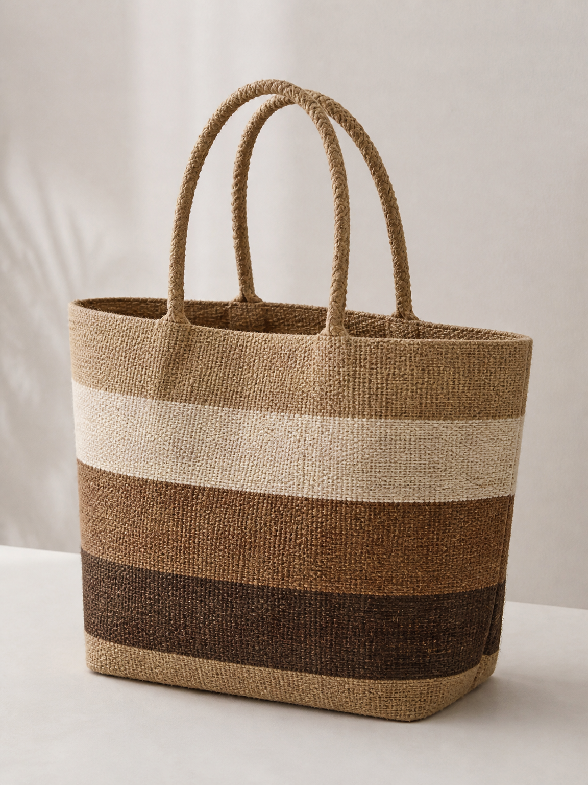 Striped Beach Jute Bag